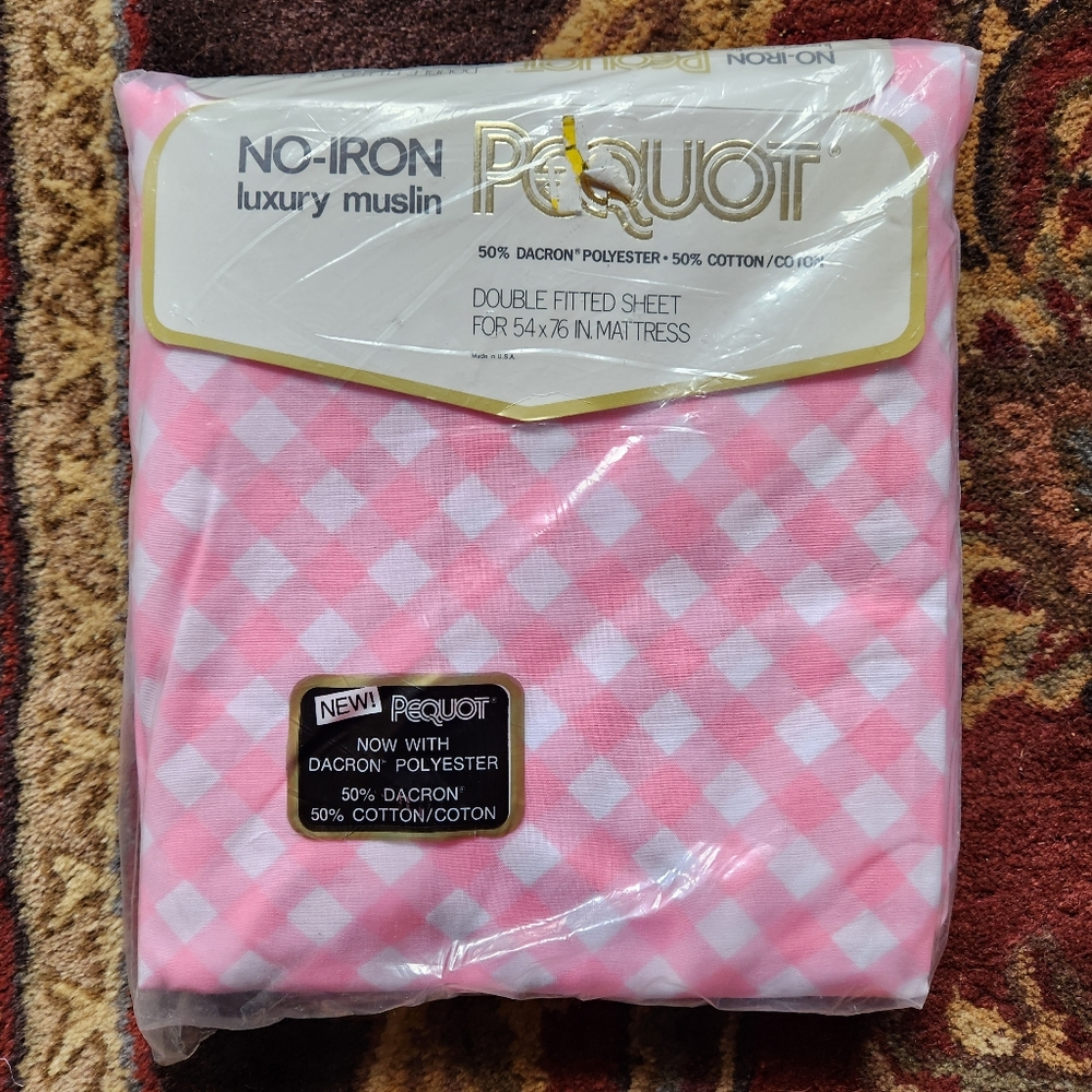 Pink Ginham, Double Fitted Sheet